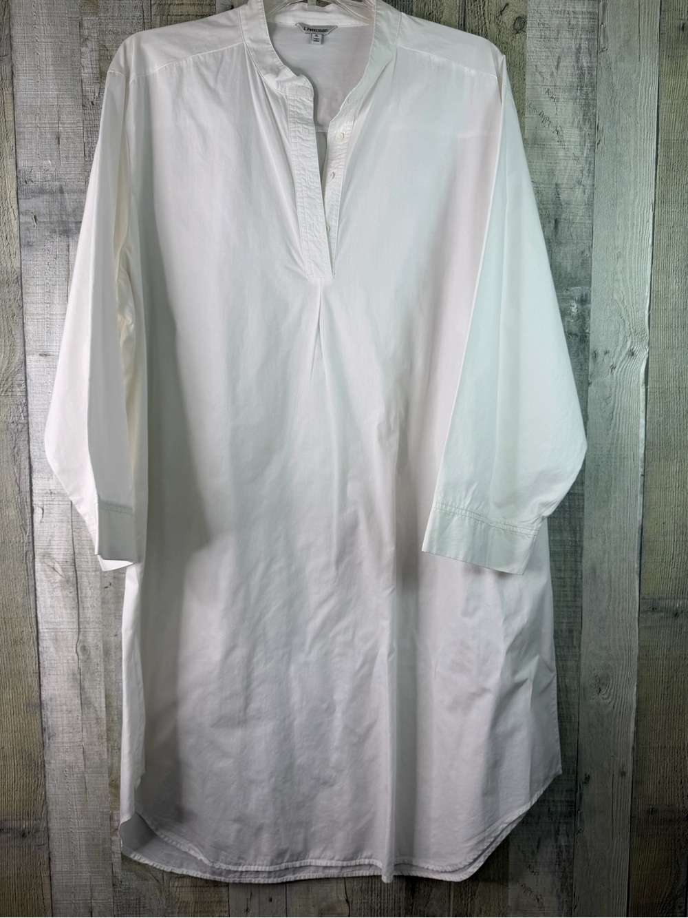 J. Peterman XL Mary Antionette White Shirt Dress with 3/4 Sleeves 100% Cotton